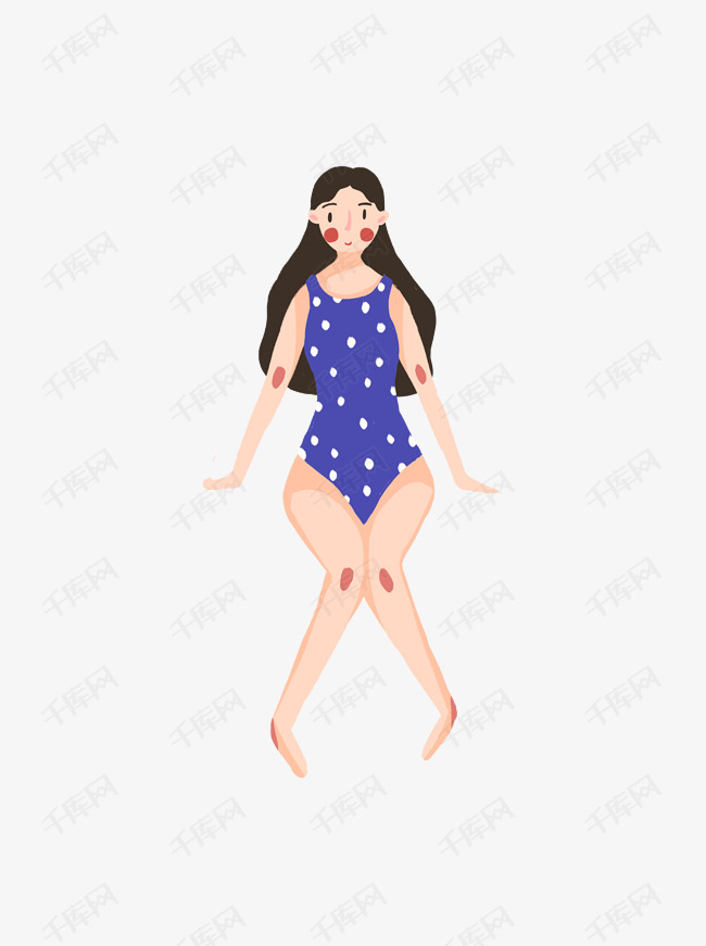 穿着泳衣的微胖女孩