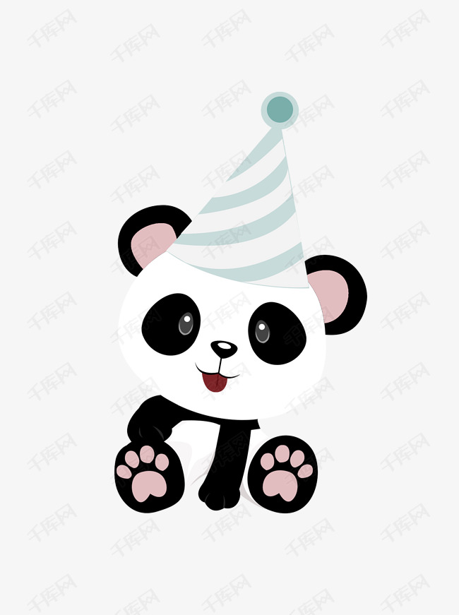 可爱过生日的小熊猫可商用元素的素材免抠小熊猫动物卡通可爱国宝插画