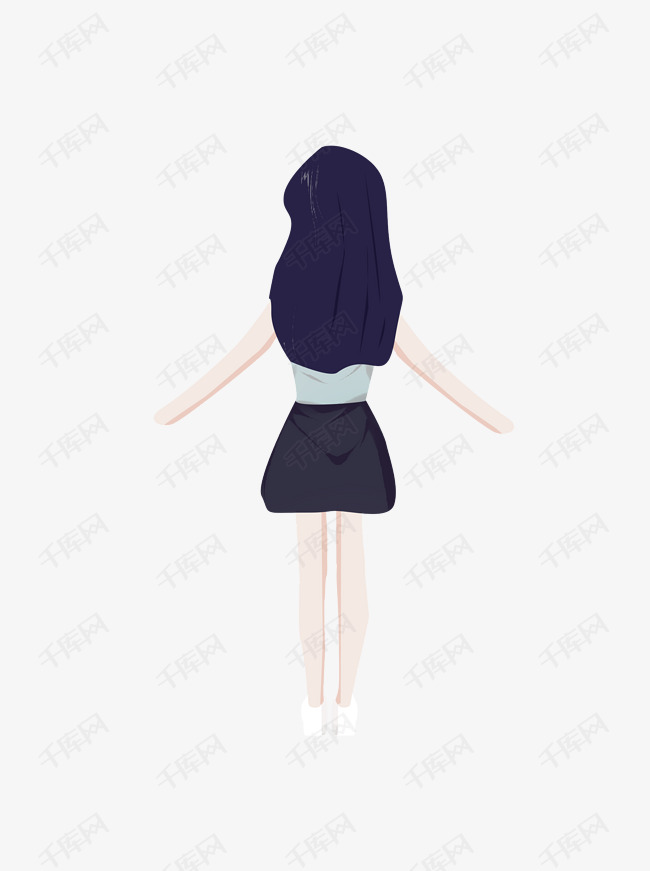 小清新女孩人物背影设计可商用元素