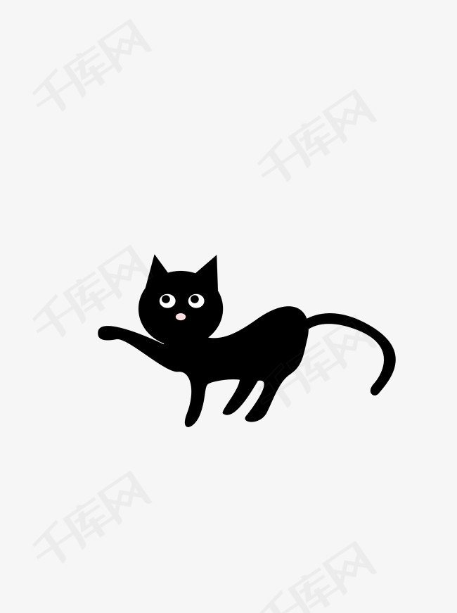 卡通动物小黑猫简笔画