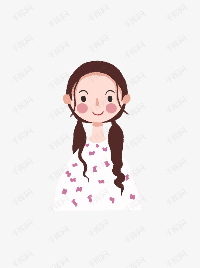 人物元素之扎两小辫子的小清新小女孩头像