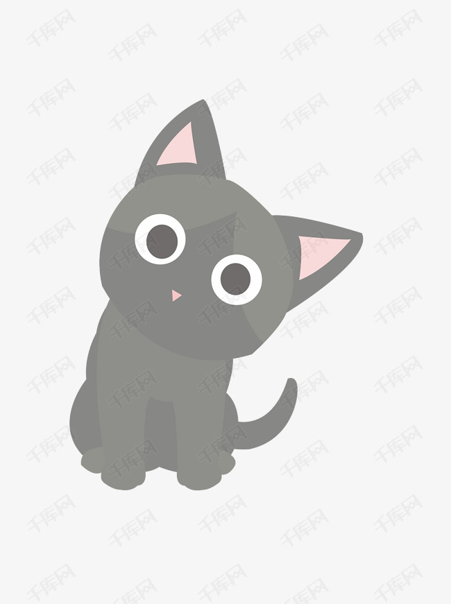 卡通灰色小奶猫可商用元素素材图片免费下载_高清psd