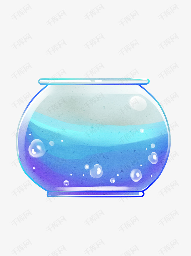 卡通手绘鱼缸插画设计