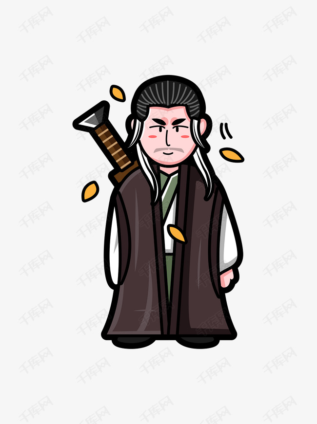 原创矢量ai卡通武侠人物大侠元素素材