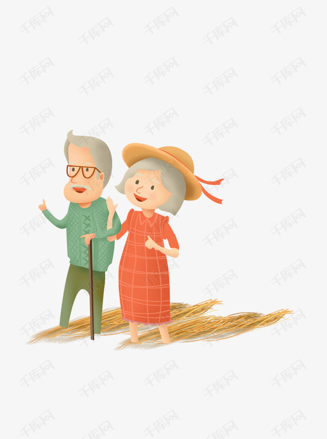 奶奶插画人物的素材免抠重阳节人物设计人物插画老奶奶老爷爷卡通夫妻