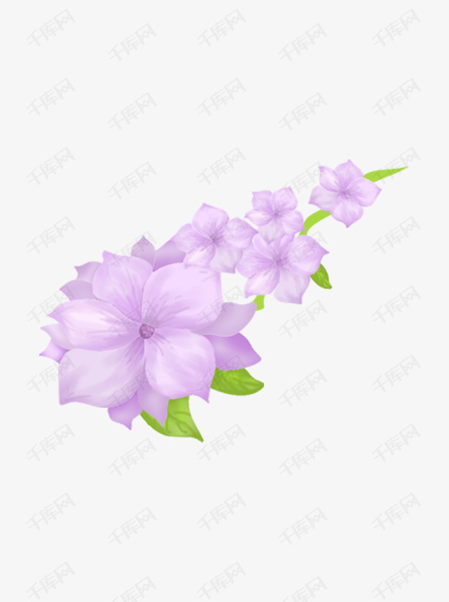 手绘花蓝紫色花瓣唯美简洁