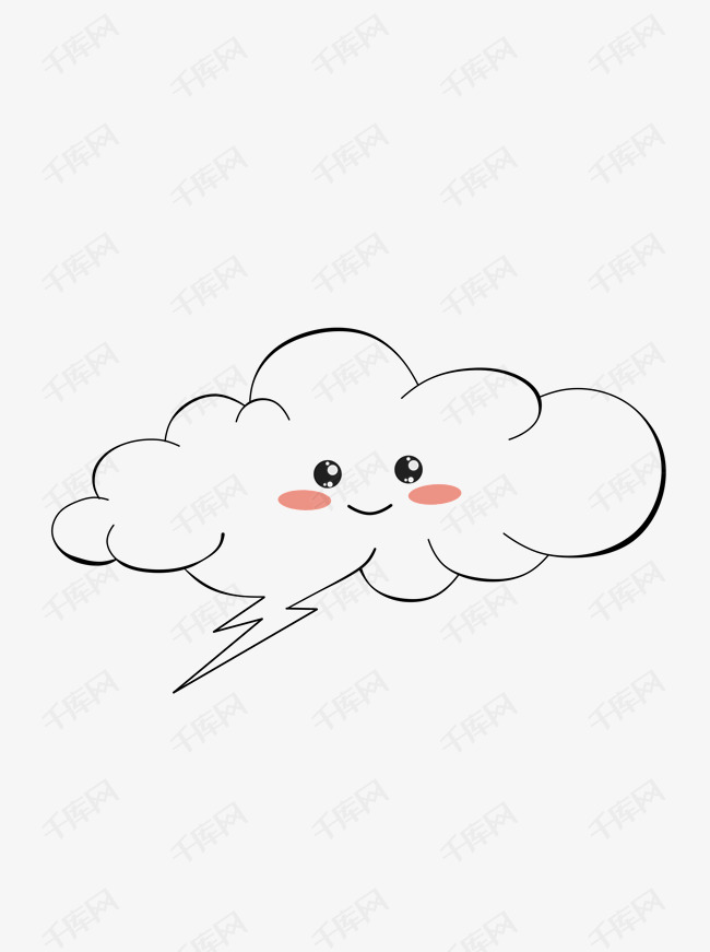 极简简笔画白云闪电