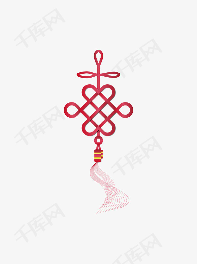 矢量中国风节日剪纸风红色中国结凯尔特结