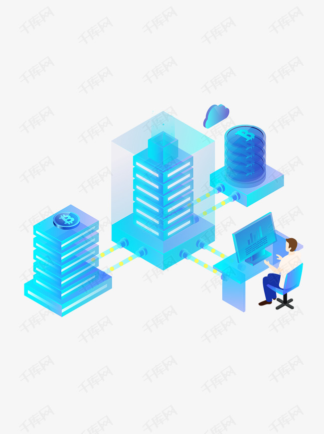 简约创意2.5D蓝色透气感人工智能金融科技可