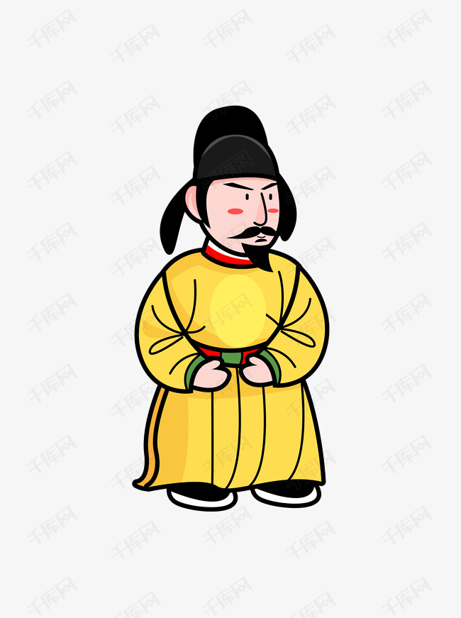 原创矢量卡通古代中国皇帝唐朝天子元素素材