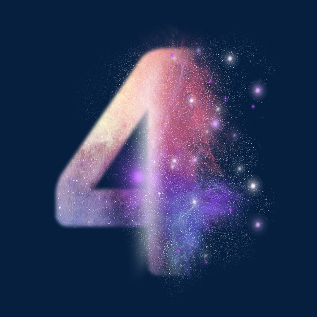 创意星空蓝色红色数字4