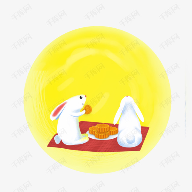 中秋月饼可爱节日装饰设计