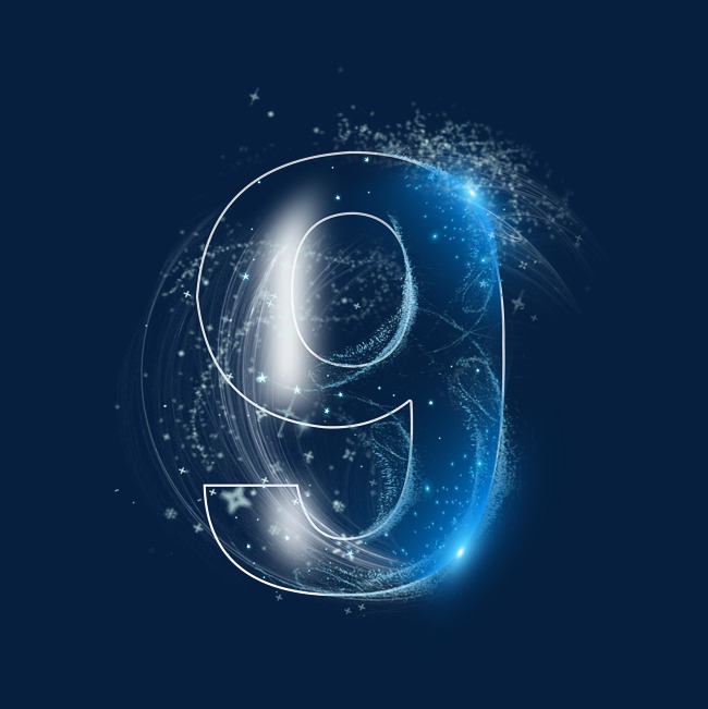 炫酷蓝色星空倒计时数字9