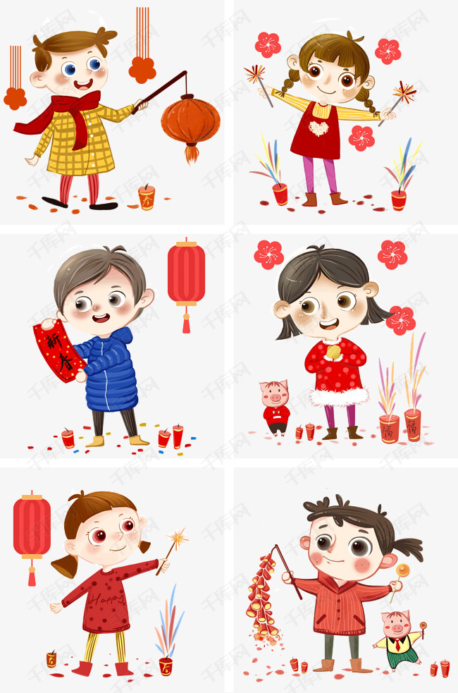 新年人物合集插画素材图片免费下载_高清psd_千库网