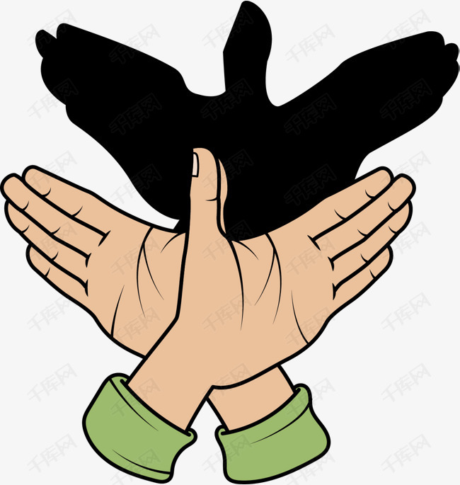 卡通鸽子剪影手势的素材免抠手势手部动作剪影卡通鸽子可爱