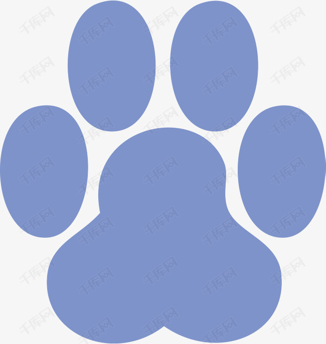 可爱卡通蓝色猫爪印矢量图