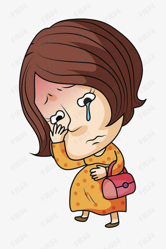 卡通风格孕妇形象沮丧伤心心情矢量图素材图片