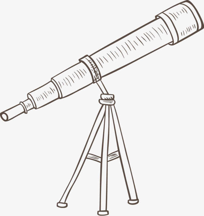 天文望远镜素描画的素材免抠简笔素描绘画图望远镜天文望远镜简图