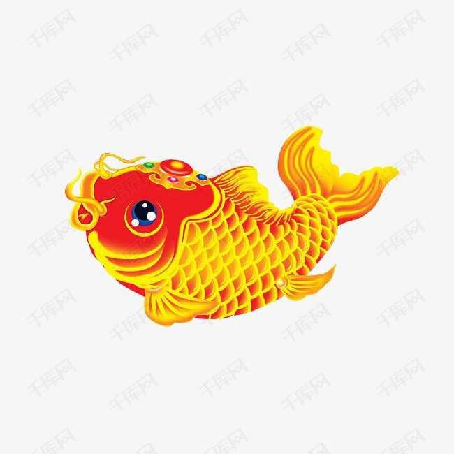 头戴宝石的金色鲤鱼