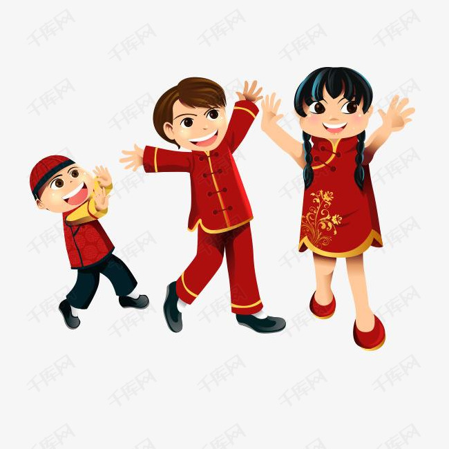 穿着衣服的模特  小朋友简笔画  开心的小朋友  小朋友们穿着过年的