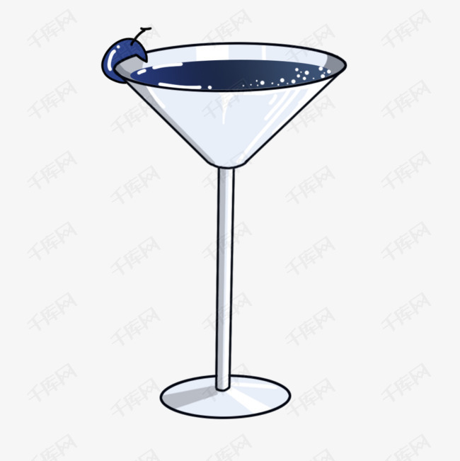 卡通梦幻蓝色鸡尾酒高脚杯