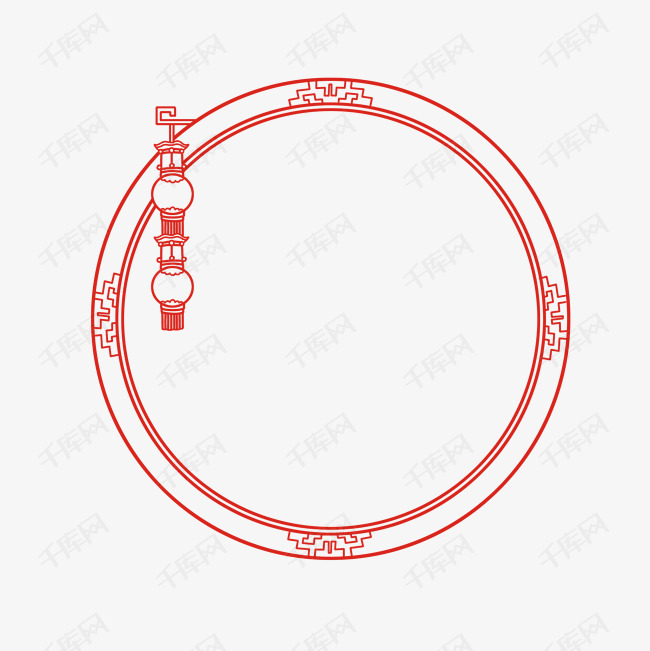 红色古风边框装饰图免扣图