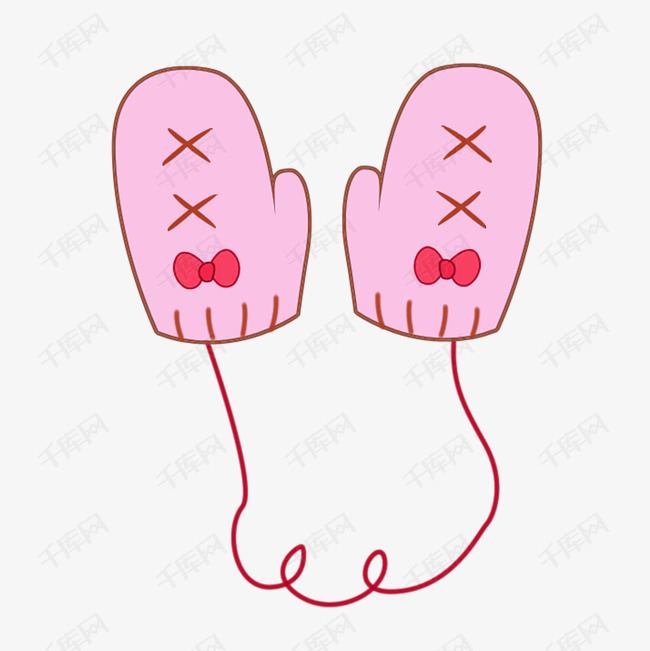 可爱节日礼物粉红色手套卡通俩手套