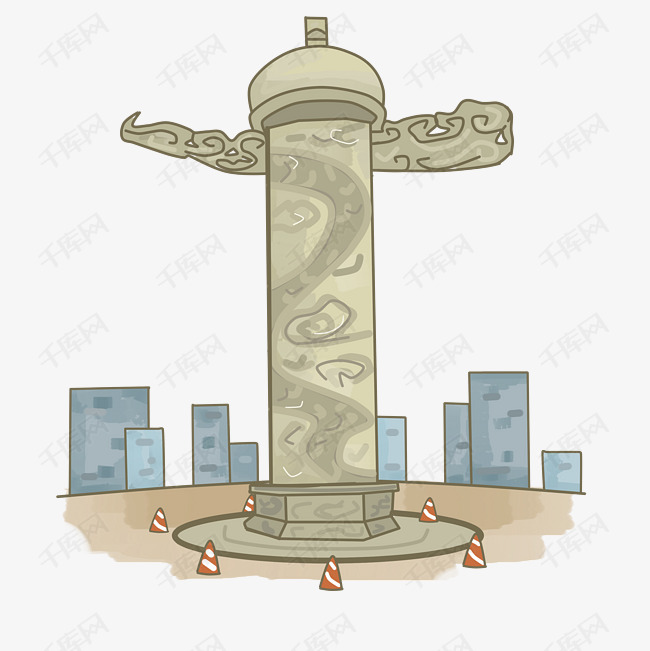 手绘大连星海广场插画