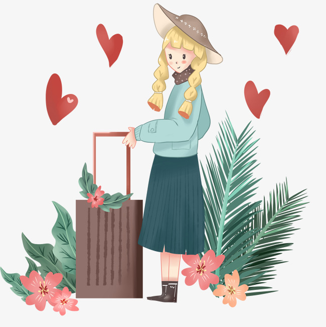 旅游人物和植物插画