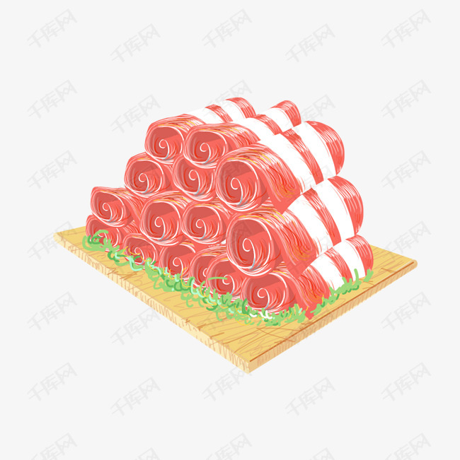 年货羊肉卷手绘插画