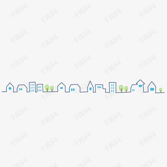 手绘城市房屋分割线素材图片免费下载-千库网