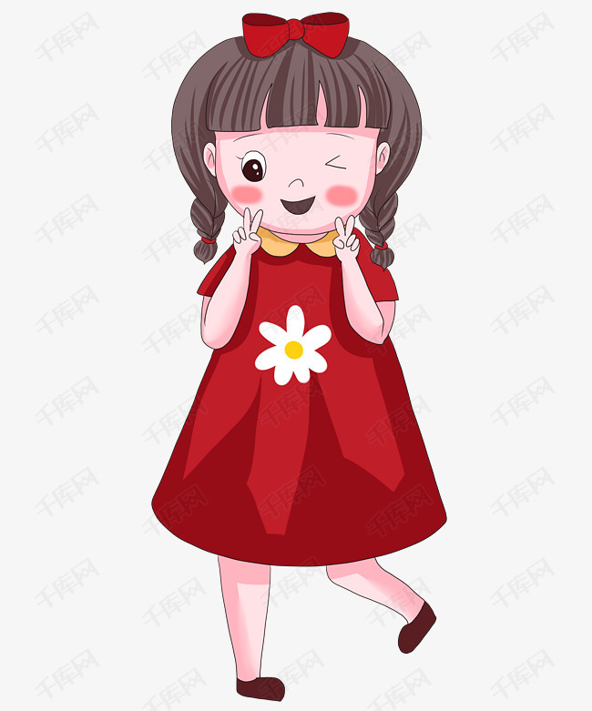 千库网 图片素材 手绘卡通可爱萌系女孩