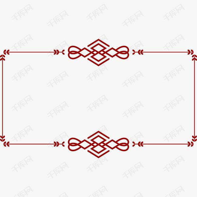 中国风窗花花纹长方形文字框矢量海报边框透明