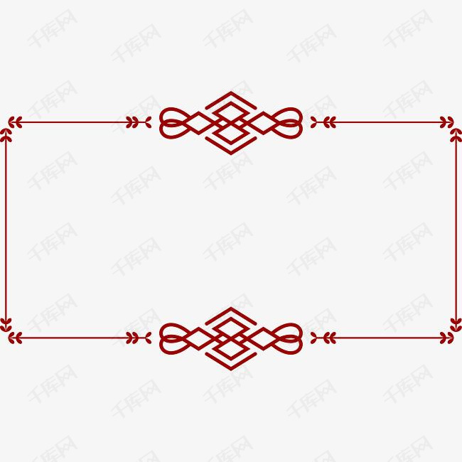 中国风窗花花纹长方形文字框矢量海报边框透明
