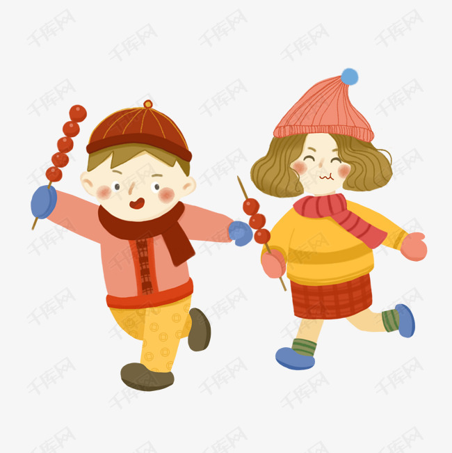 新年过年孩子们2019年糖葫芦