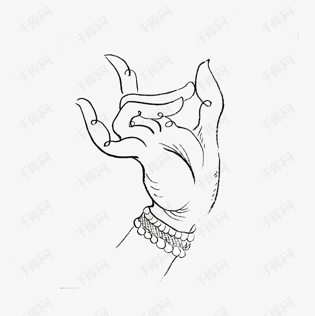 手势拈花白庙国画菩萨佛教png