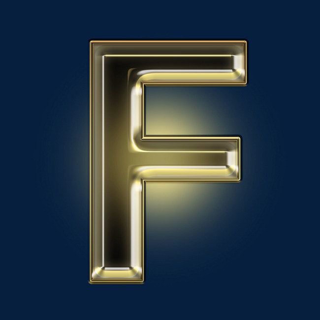 金色黑金光效psd字母f_艺术字设计_千库网