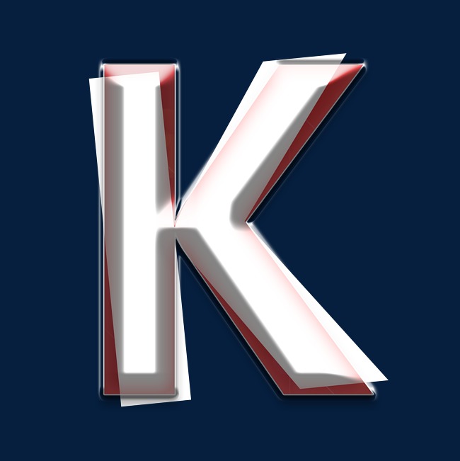 立体重叠白色红色字母k