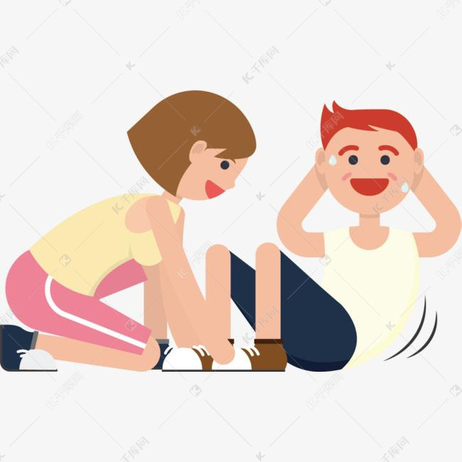 卡通锻炼仰卧起坐男女