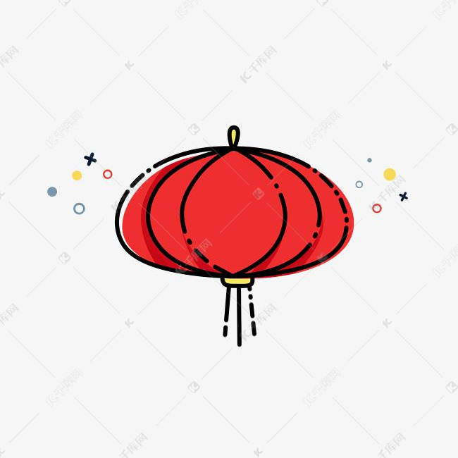 手绘新年红灯笼mbe图标插画