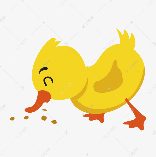 卡通可爱吃东西的鸭子