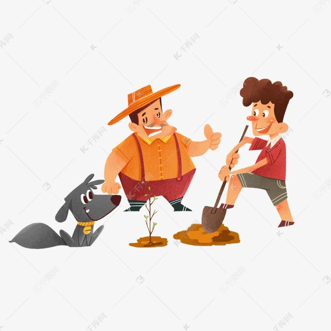 关爱老人热心助人公益卡通