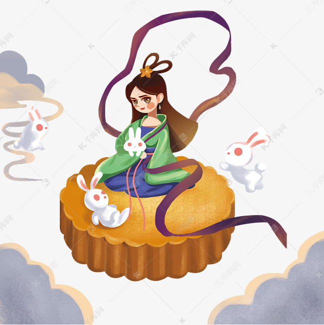 卡通手绘中秋节嫦娥人物