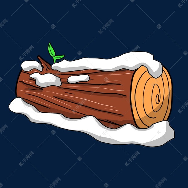 雪地里的木头插画
