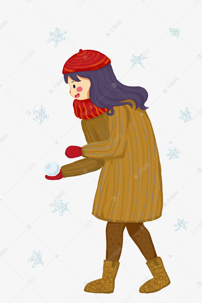 打雪仗的弯腰小女孩v初中初中征文图片