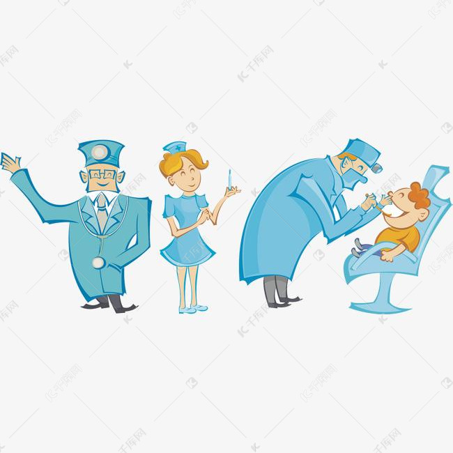 卡通口腔检查医生护士