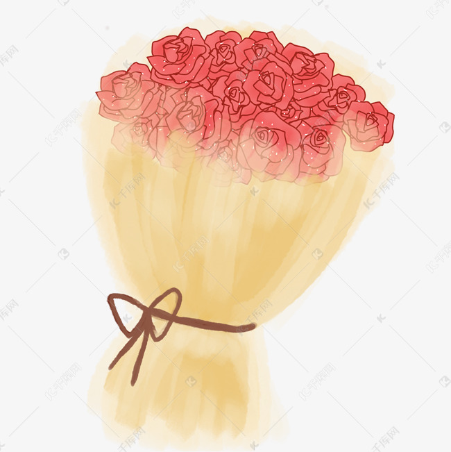 手绘唯美手捧花插画素材