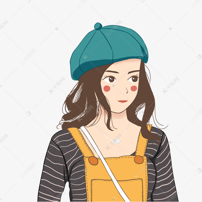 更多手绘甜美带贝雷帽的美少女设计图片快来千库吧