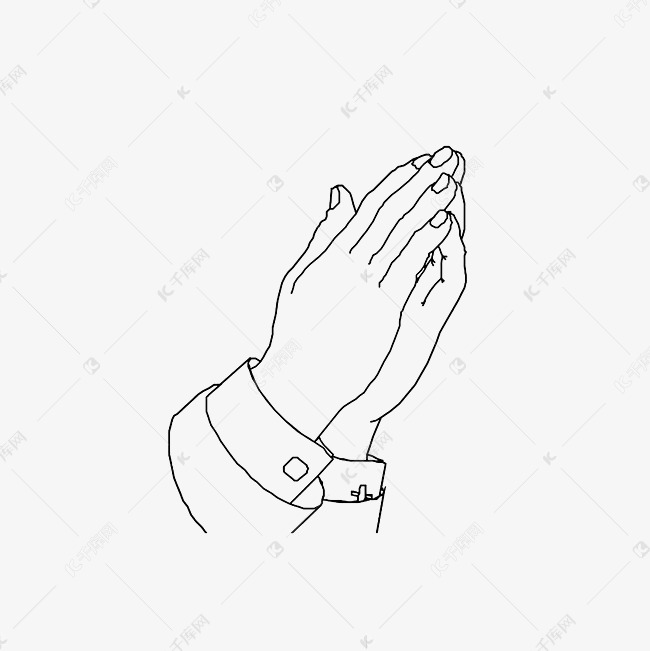 祈祷的手素材的素材免抠祈祷的手简笔手绘手部特写线稿图双手合十祈祷