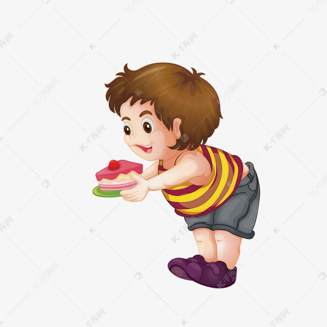 可爱小男孩吃东西的素材免抠吃东西蛋糕人物卡通男性简约